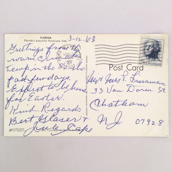 Florida's Beautiful Poinciana Tree 1960s Postcard 1968 Photo Boca Raton - Picture 2 of 2